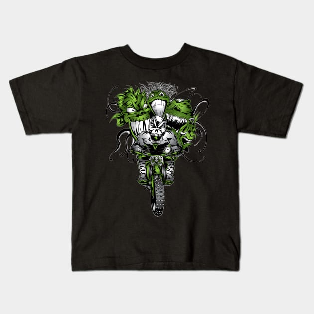 DirtBiker Green Ghoulies Kids T-Shirt by OffRoadStyles